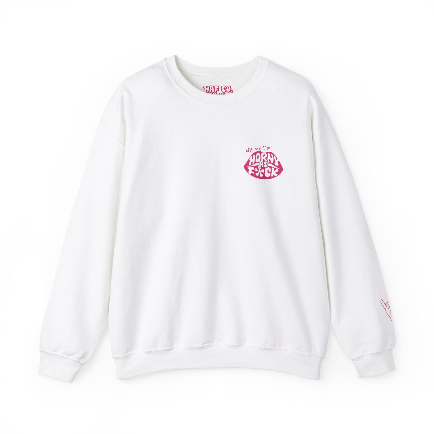 Kiss Me I'm Horny As F*ck Dark Pink Lips Crewneck