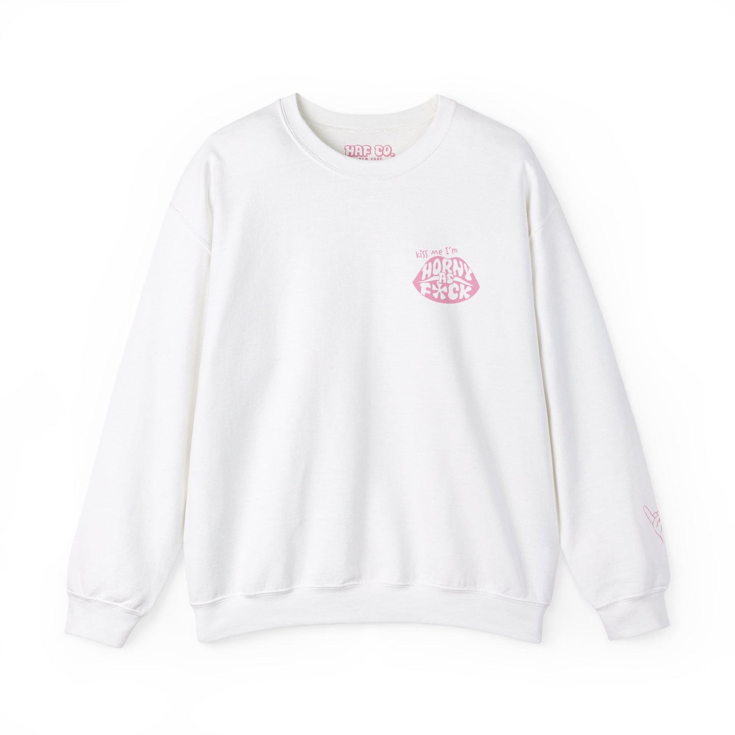 Kiss Me I'm Horny As F*ck Light Pink Lips Crewneck
