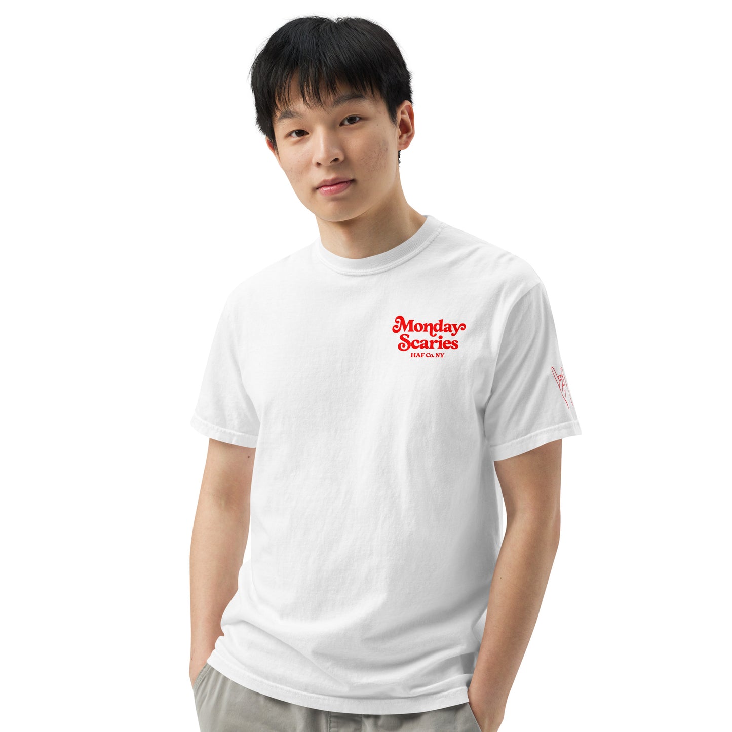 Monday Scaries Comfort Colors T-Shirt White Outline
