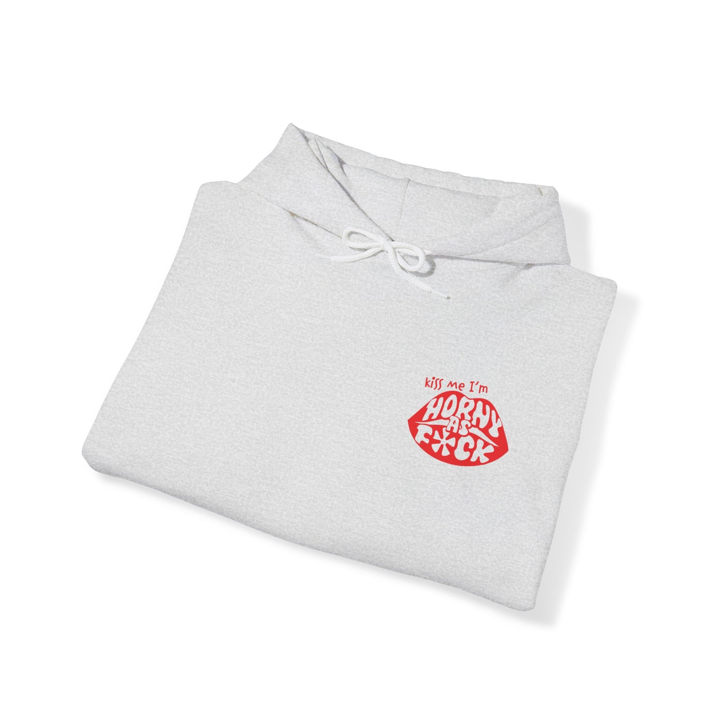 Kiss Me I'm Horny As F*ck Lips Hoodie Front & Back Designs