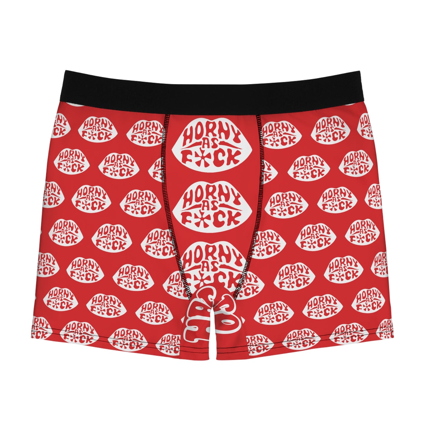 Horny As F*Ck Lips Mens Boxer Briefs Red and White