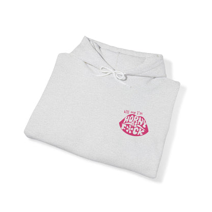 Kiss Me I'm Horny As F*ck Dark Pink Lips Hoodie