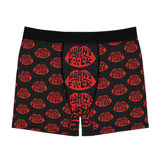 Horny As F*ck Lips Men's Boxer Briefs Black and Red