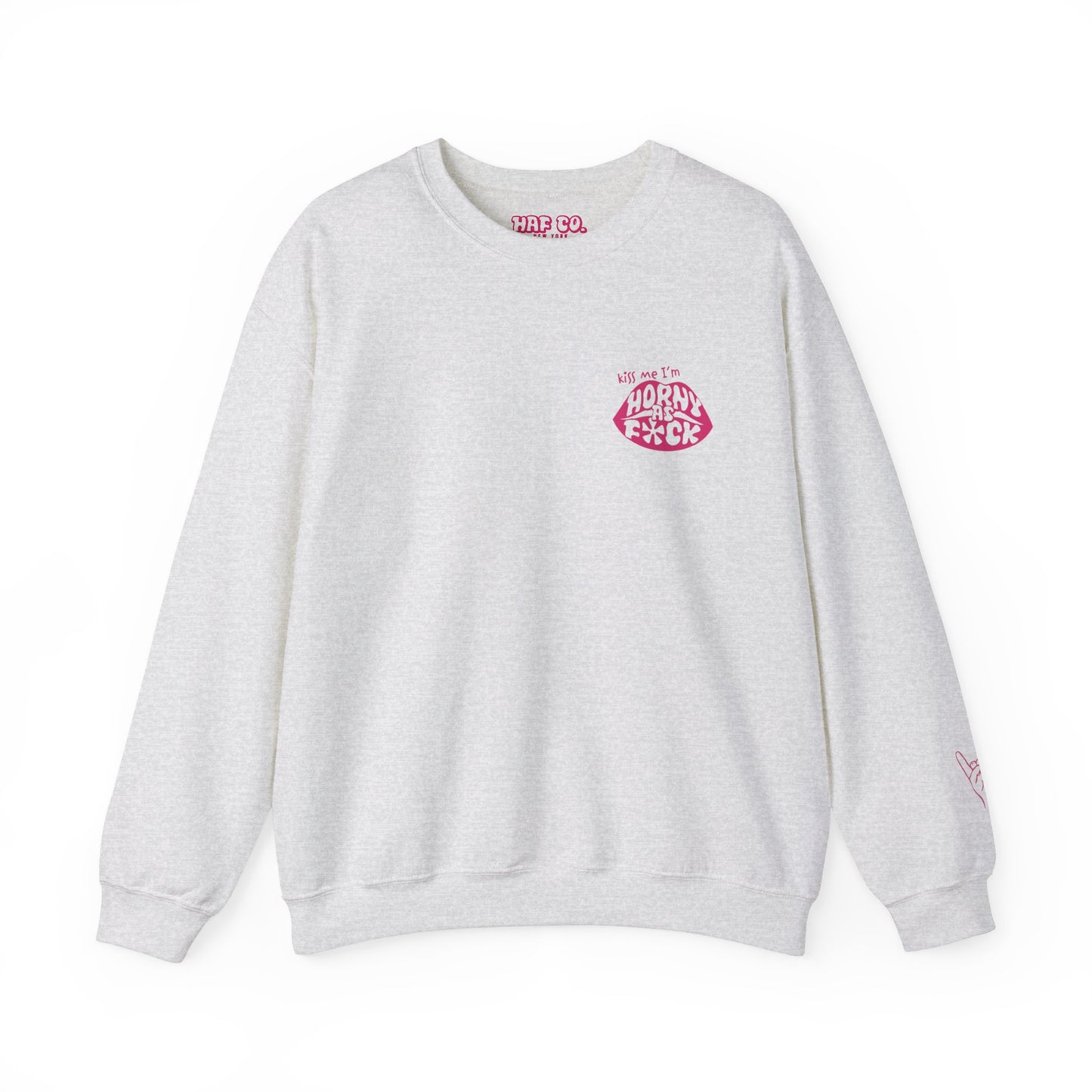 Kiss Me I'm Horny As F*ck Dark Pink Lips Crewneck