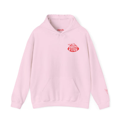 Kiss Me I'm Horny As F*ck Lips Hoodie Front & Back Designs