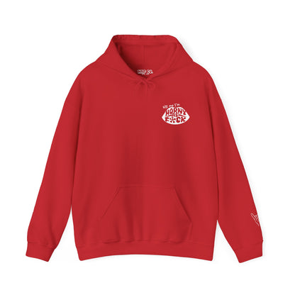 Kiss Me I'm Horny As F*ck Lips Hoodie Front & Back Designs