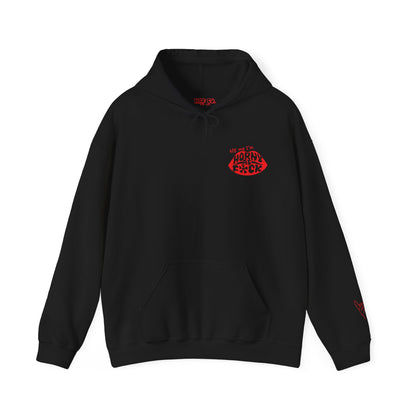 Kiss Me I'm Horny As F*ck Lips Hoodie Front & Back Designs