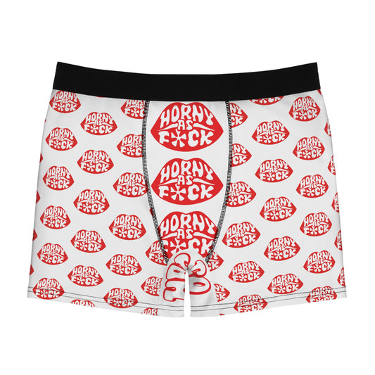 Horny As F*ck Lips Men's Boxer Briefs White and Red