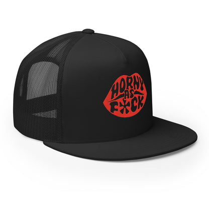 Horny As Fuck Lips 5 Panel Trucker Cap