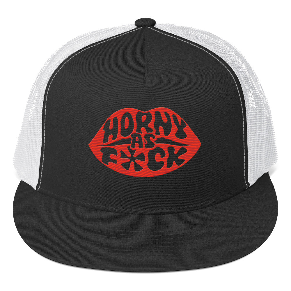 Horny As Fuck Lips 5 Panel Trucker Cap