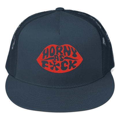 Horny As Fuck Lips 5 Panel Trucker Cap