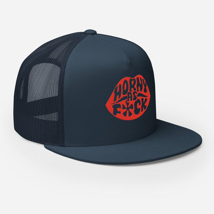 Horny As Fuck Lips 5 Panel Trucker Cap