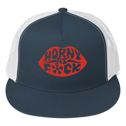 Horny As Fuck Lips 5 Panel Trucker Cap