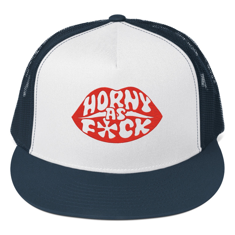 Horny As Fuck Lips 5 Panel Trucker Cap