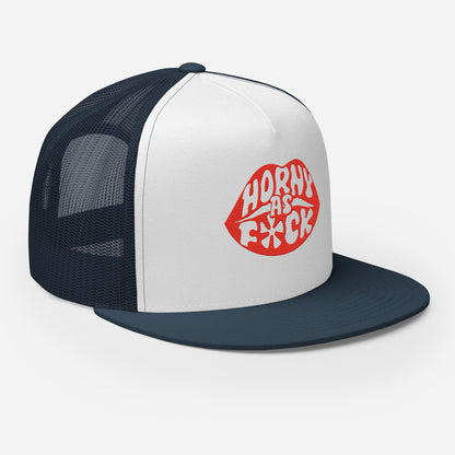 Horny As Fuck Lips 5 Panel Trucker Cap