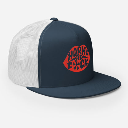 Horny As Fuck Lips 5 Panel Trucker Cap