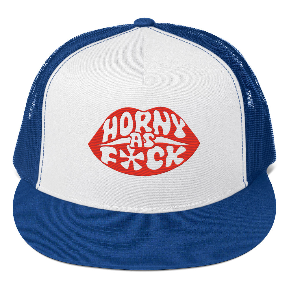 Horny As Fuck Lips 5 Panel Trucker Cap