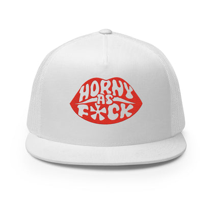 Horny As Fuck Lips 5 Panel Trucker Cap