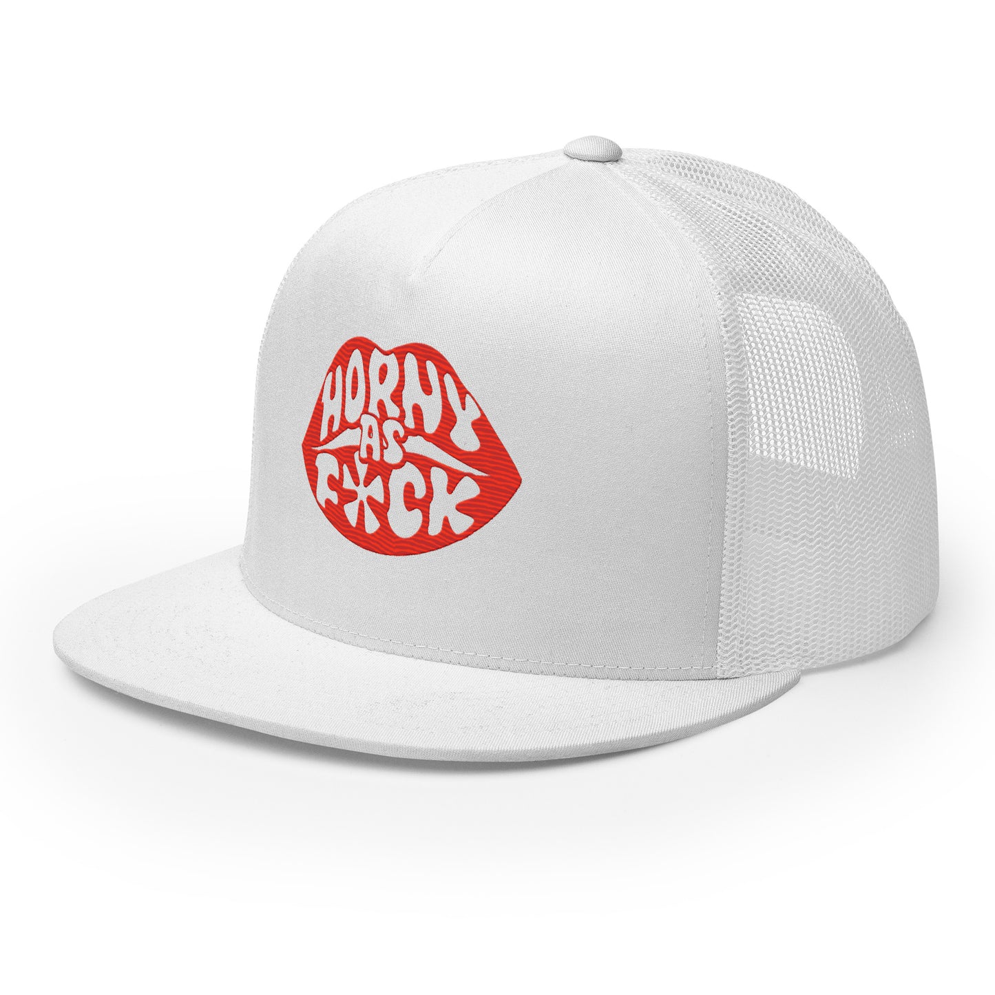 Horny As Fuck Lips 5 Panel Trucker Cap