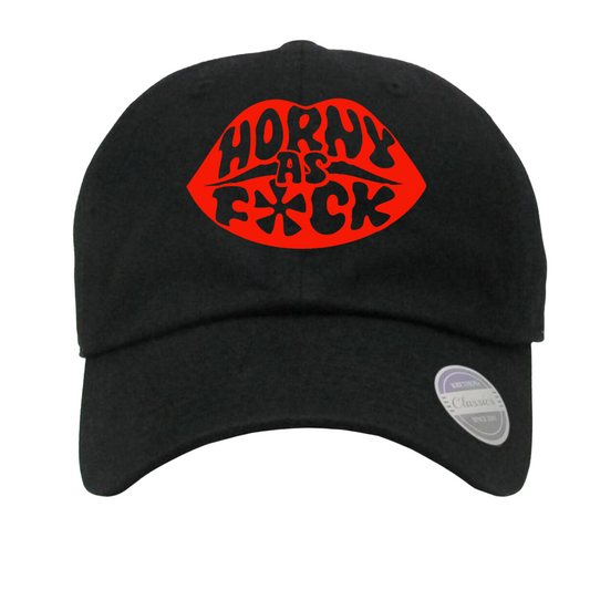 Horny As F*ck Lips Black Dad Hat