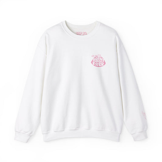 Kiss Me I'm Horny As F*ck Light Pink Lips Crewneck