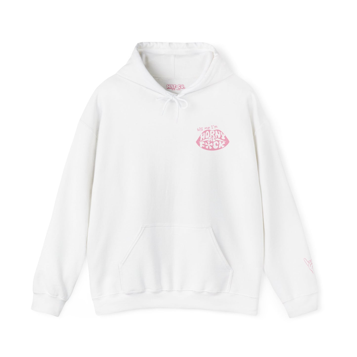 Kiss Me I'm Horny As F*ck Light Pink Lips Hoodie