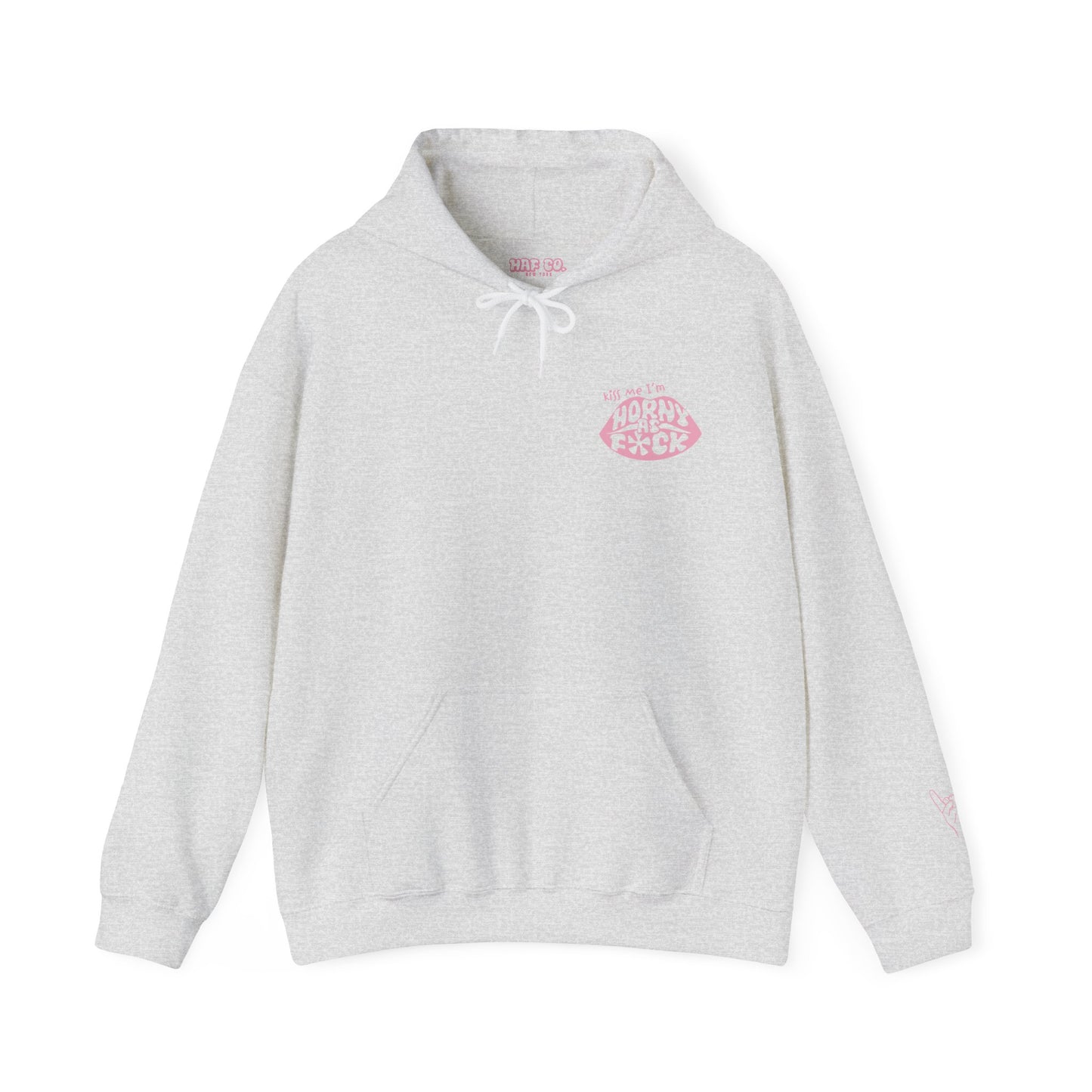 Kiss Me I'm Horny As F*ck Light Pink Lips Hoodie