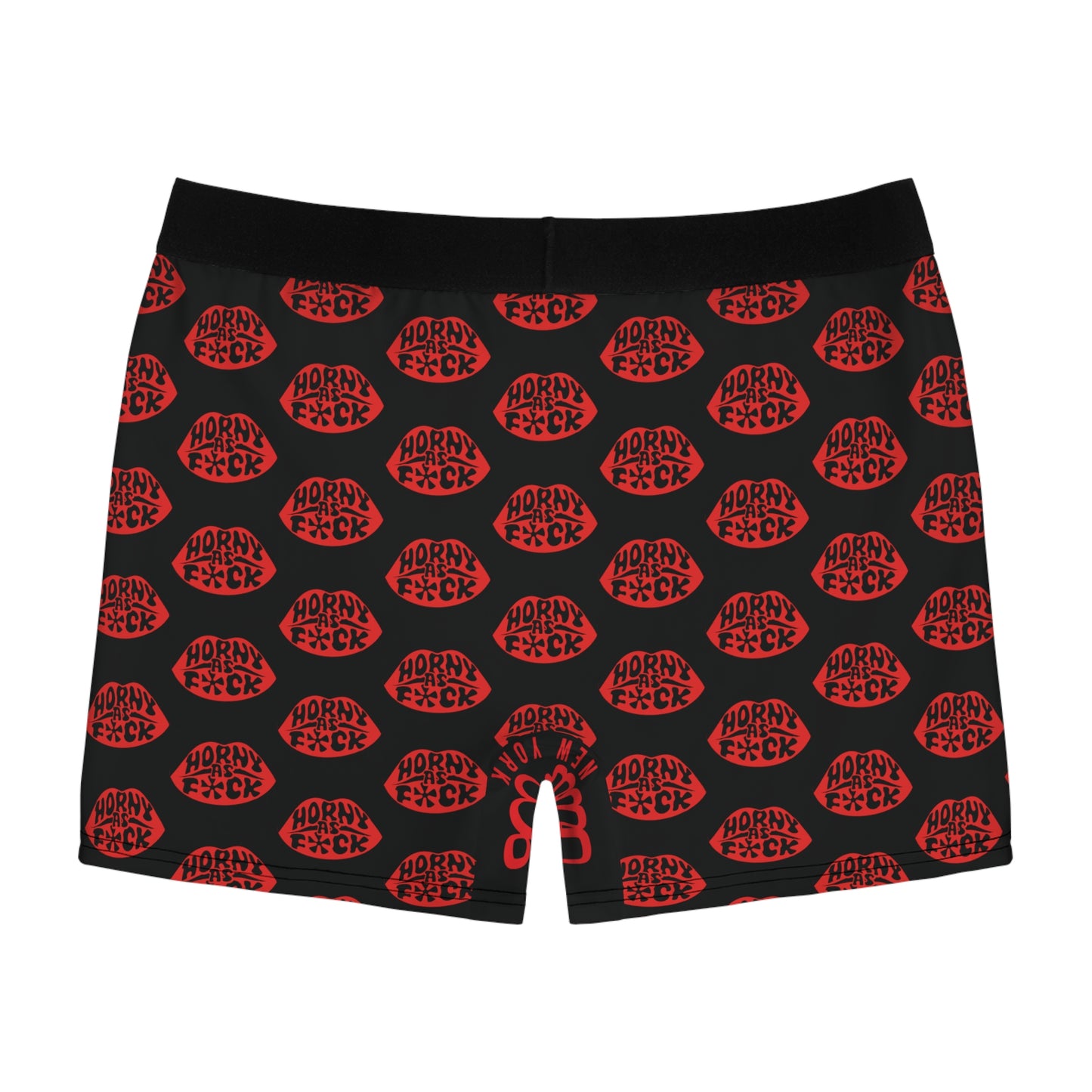 Horny As F*ck Lips Men's Boxer Briefs Black and Red