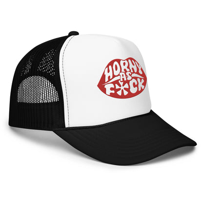 Horny As Fuck Lips Foam Trucker Hat