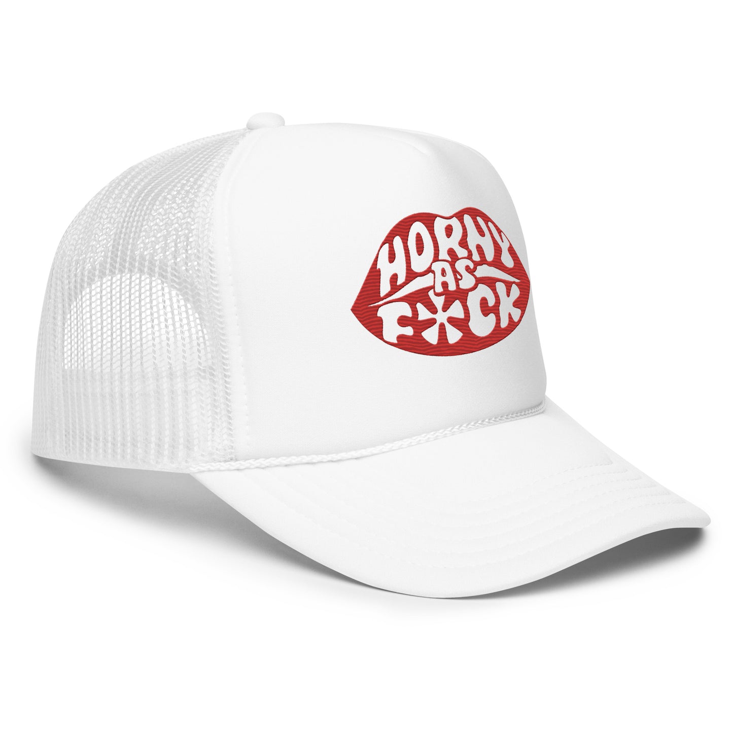 Horny As Fuck Lips Foam Trucker Hat