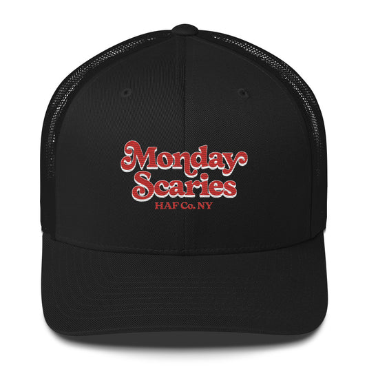 Monday Scaries Mid Profile Trucker Hat with White Outline