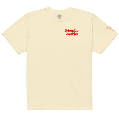 Monday Scaries Comfort Colors T-Shirt White Outline